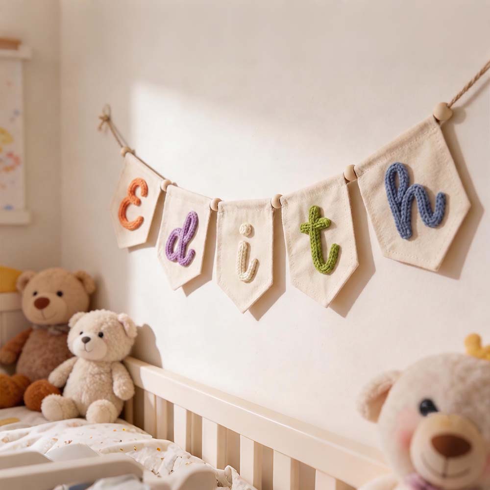 Personalized Hand Embroidered Yarn Letter Banner Decoration | CWGift105