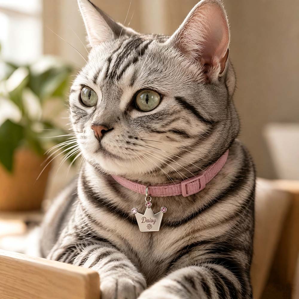Personalized Rhinestone Crown Pet Collar ID Tag | BKPet585