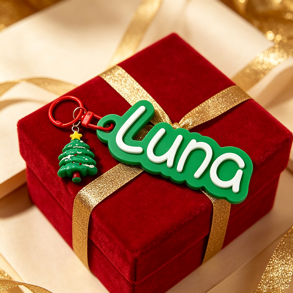 Personalized Christmas 3D Printed Name Tag Keychain Charm | MCGift401