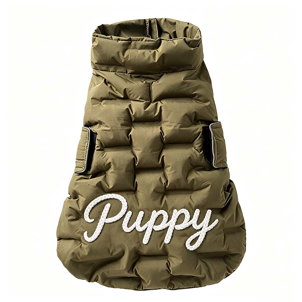Personalized Hand Embroidered Dog Winter Warm Puffer Vest | BKPet589