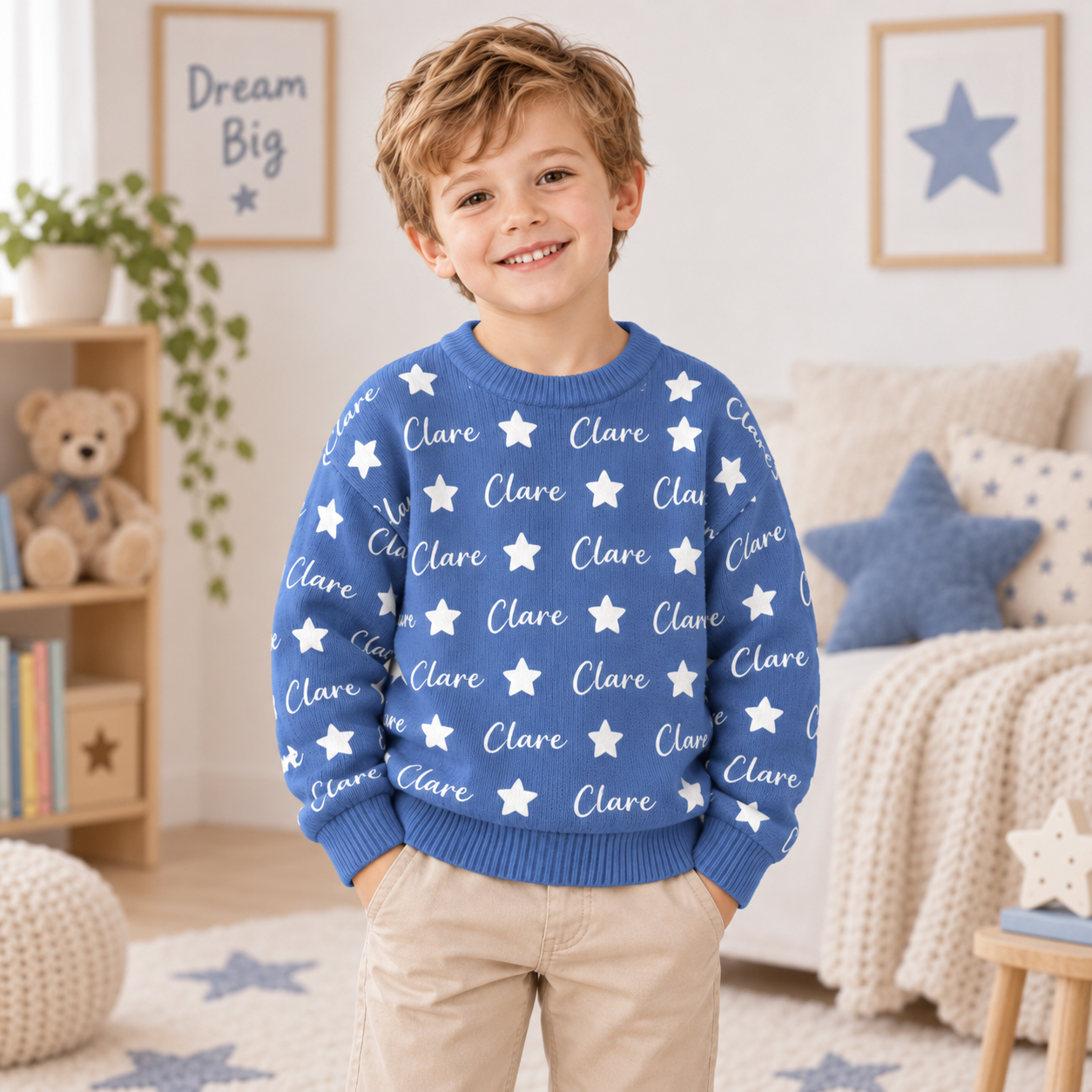 Personalized Lovely Kids Name & Icon Colorful Knit Sweater | CWSweater02