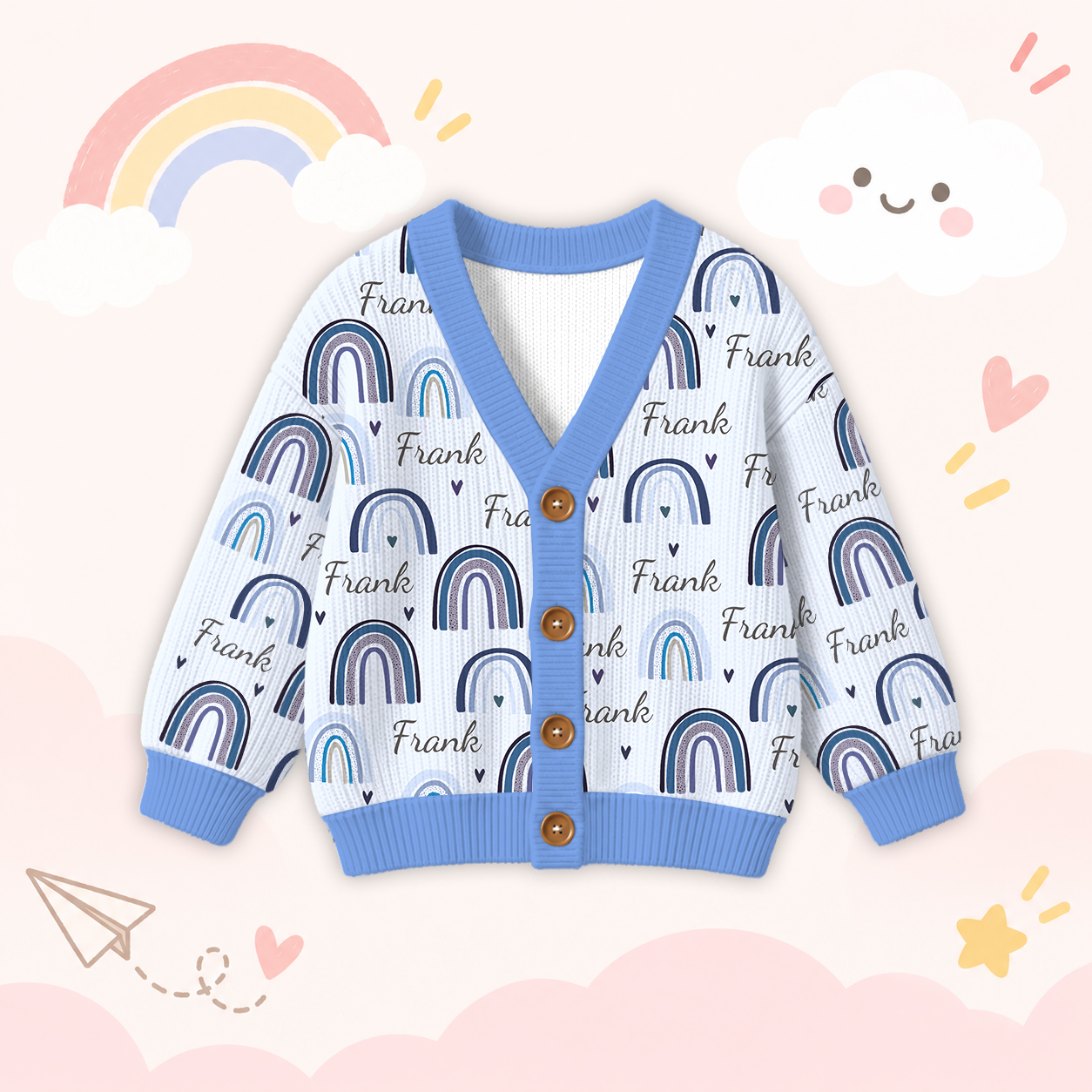 Personalized Lovely Kids Rainbow Knit Sweater | CWSweater03