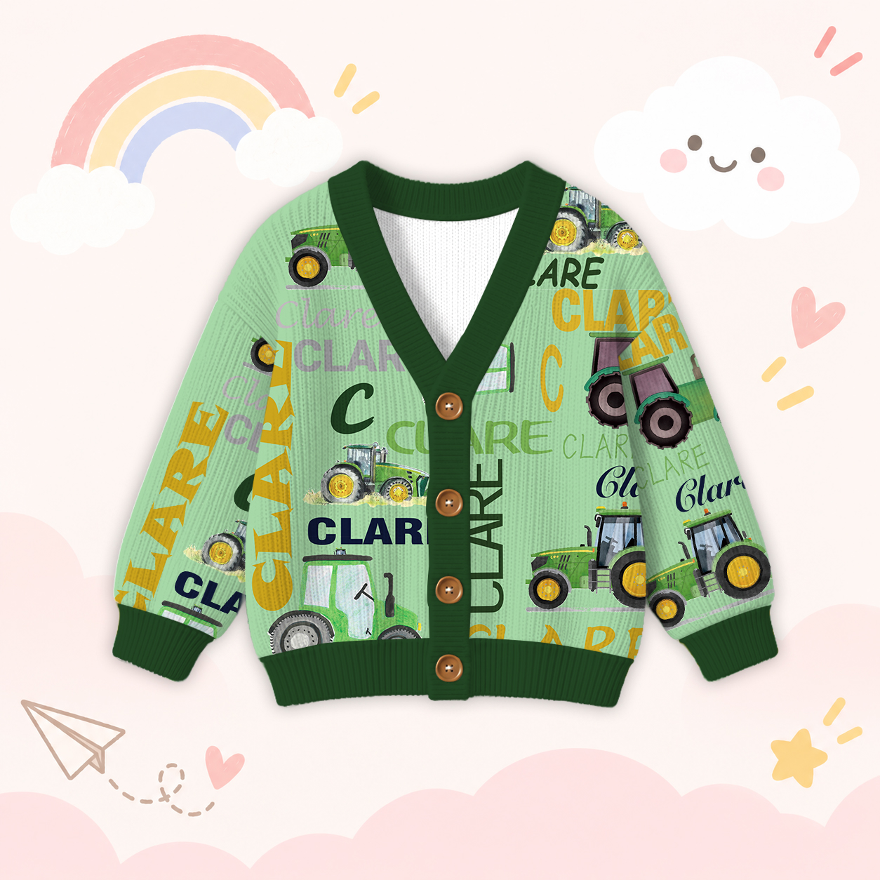 Personalized Lovely Kids Truck Knit Sweater | CWSweater05