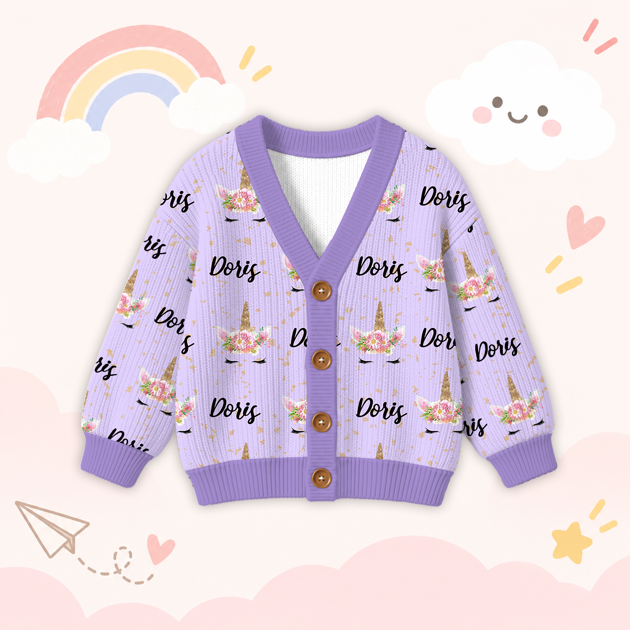 Personalized Lovely Kids Unicorn Knit Sweater | CWSweater06