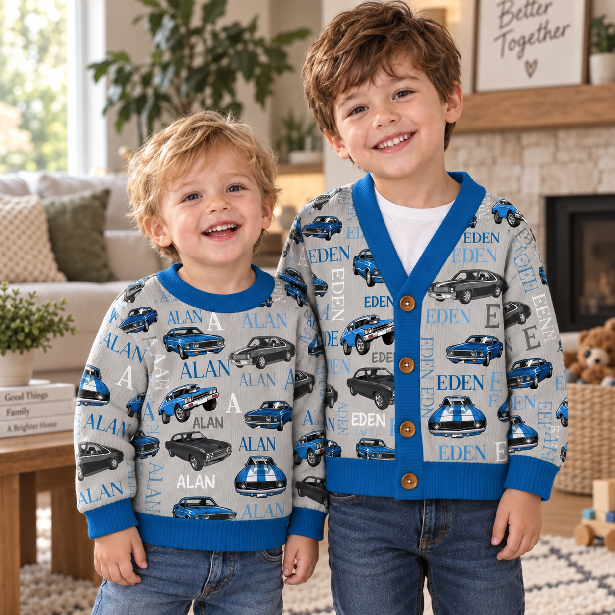 Personalized Lovely Kids Vintage Car Knit Sweater | CWSweater09