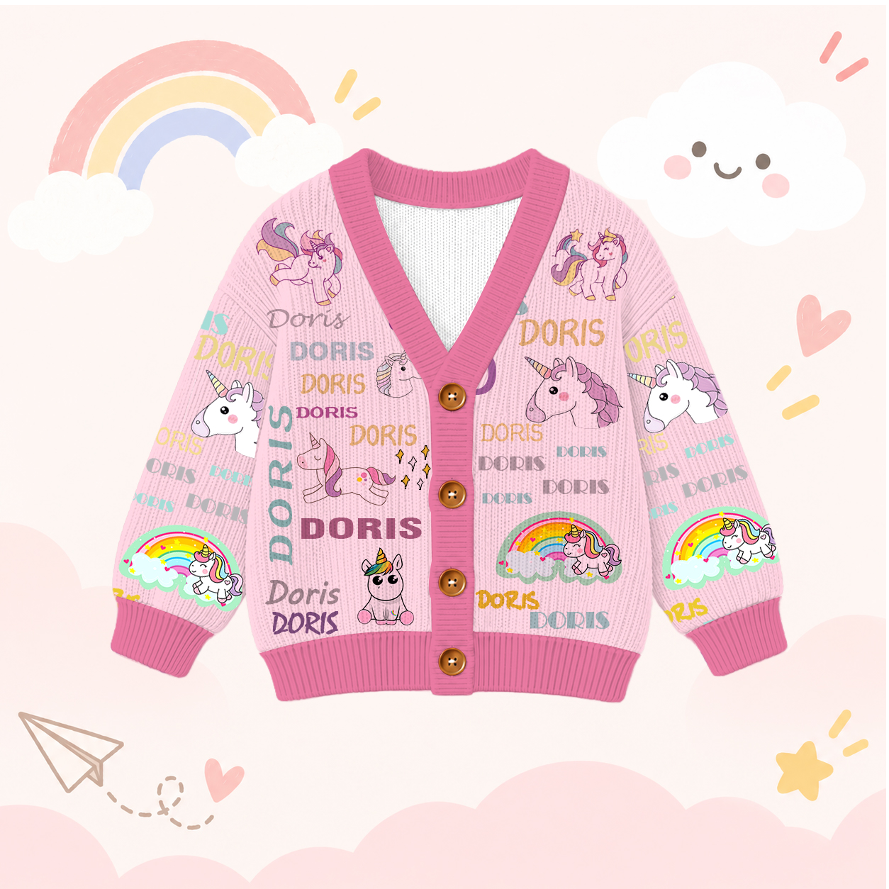 Personalized Lovely Kids Unicorn Knit Sweater | CWSweater04