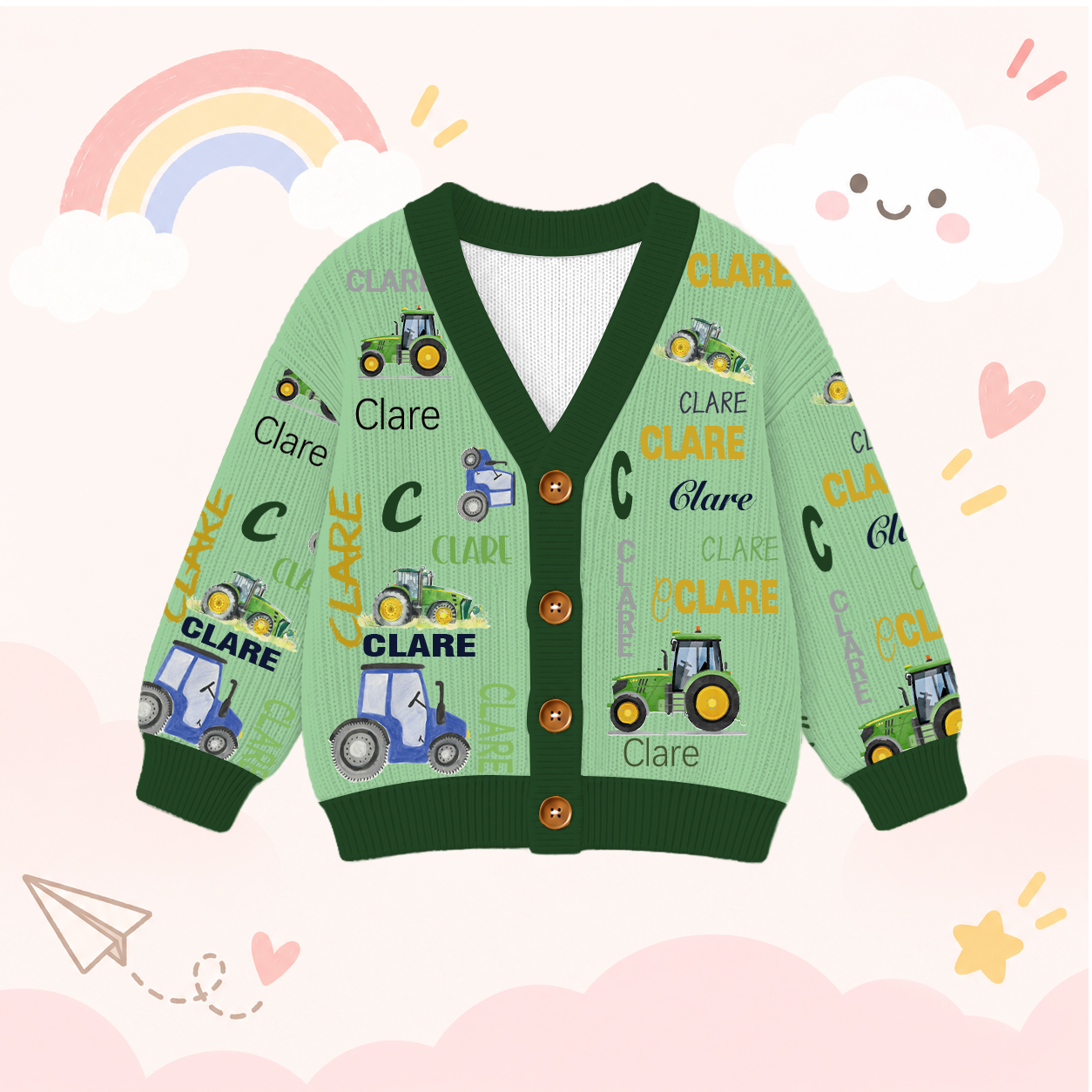 Personalized Lovely Kids Truck Knit Sweater | CWSweater05