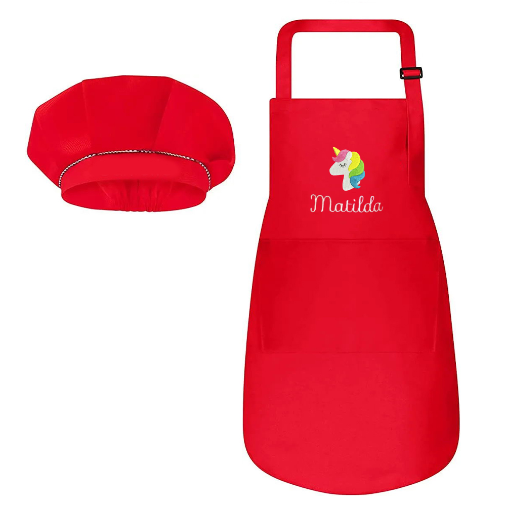 Personalized Embroidery Color Apron and Hat Set for Kid | Apron26