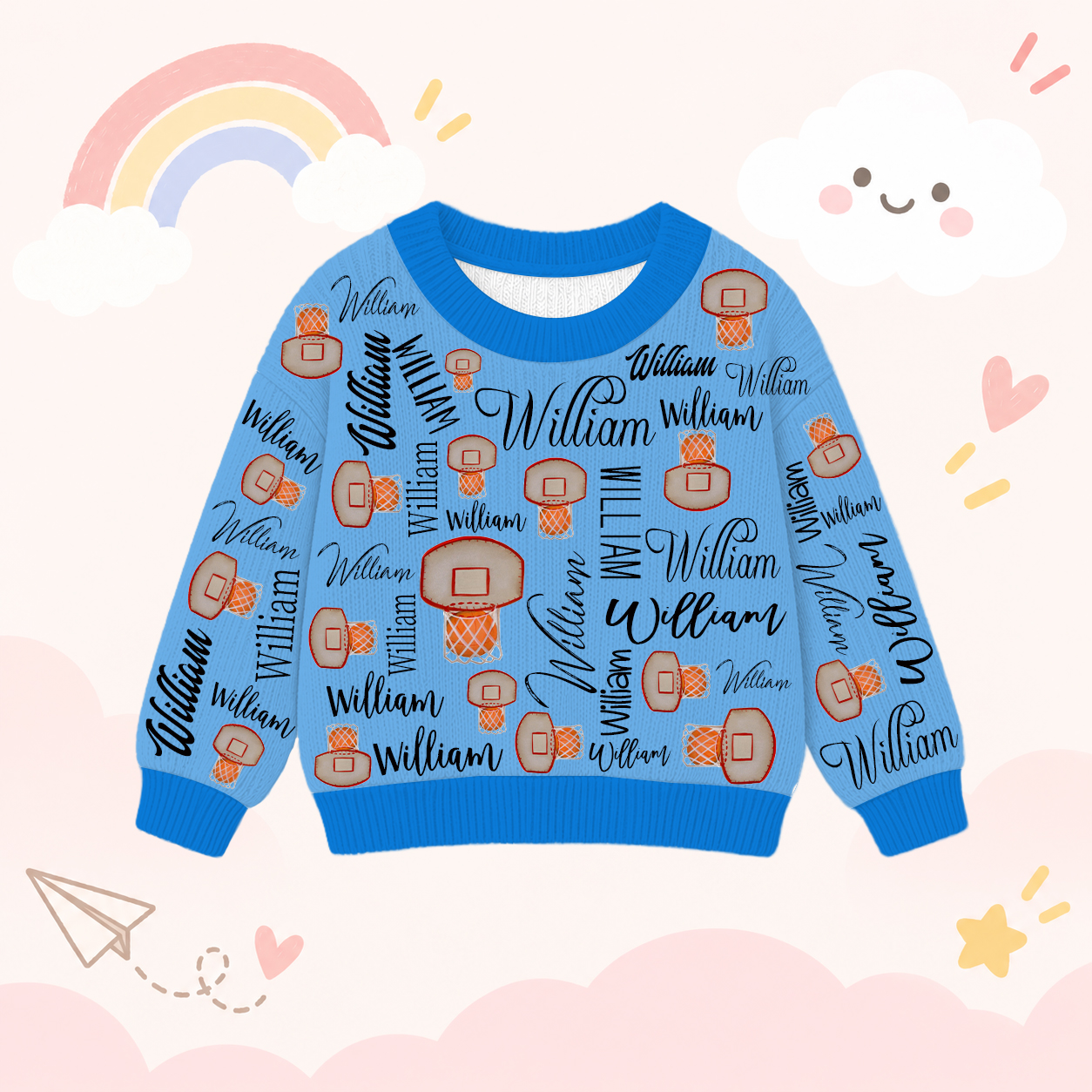 Personalized Lovely Kids Basketball Knit Sweater | CWSweater13