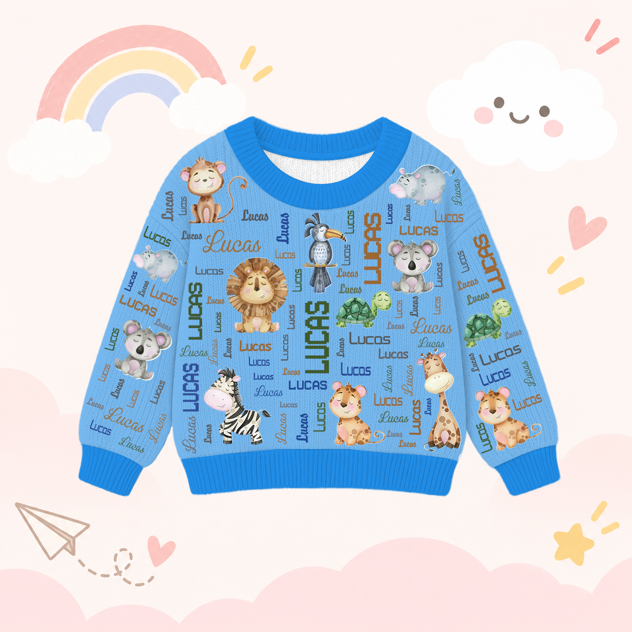 Personalized Lovely Kids Adorable Animals Knit Sweater | CWSweater17