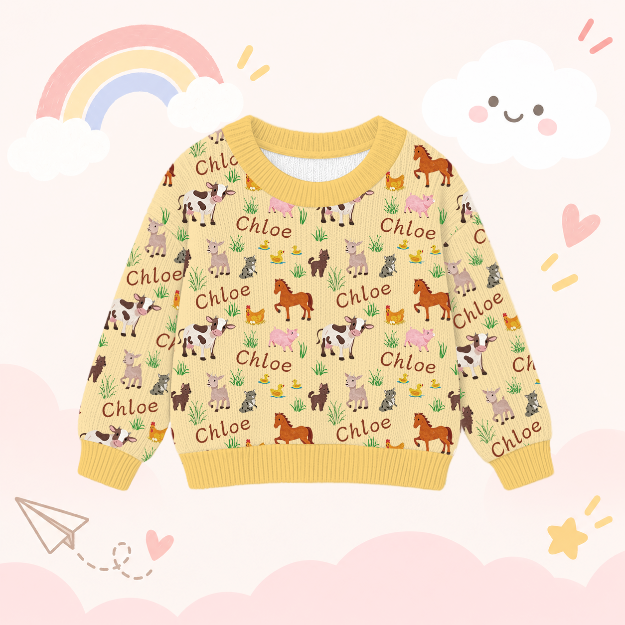 Personalized Lovely Kids Adorable Animals Knit Sweater | CWSweater18