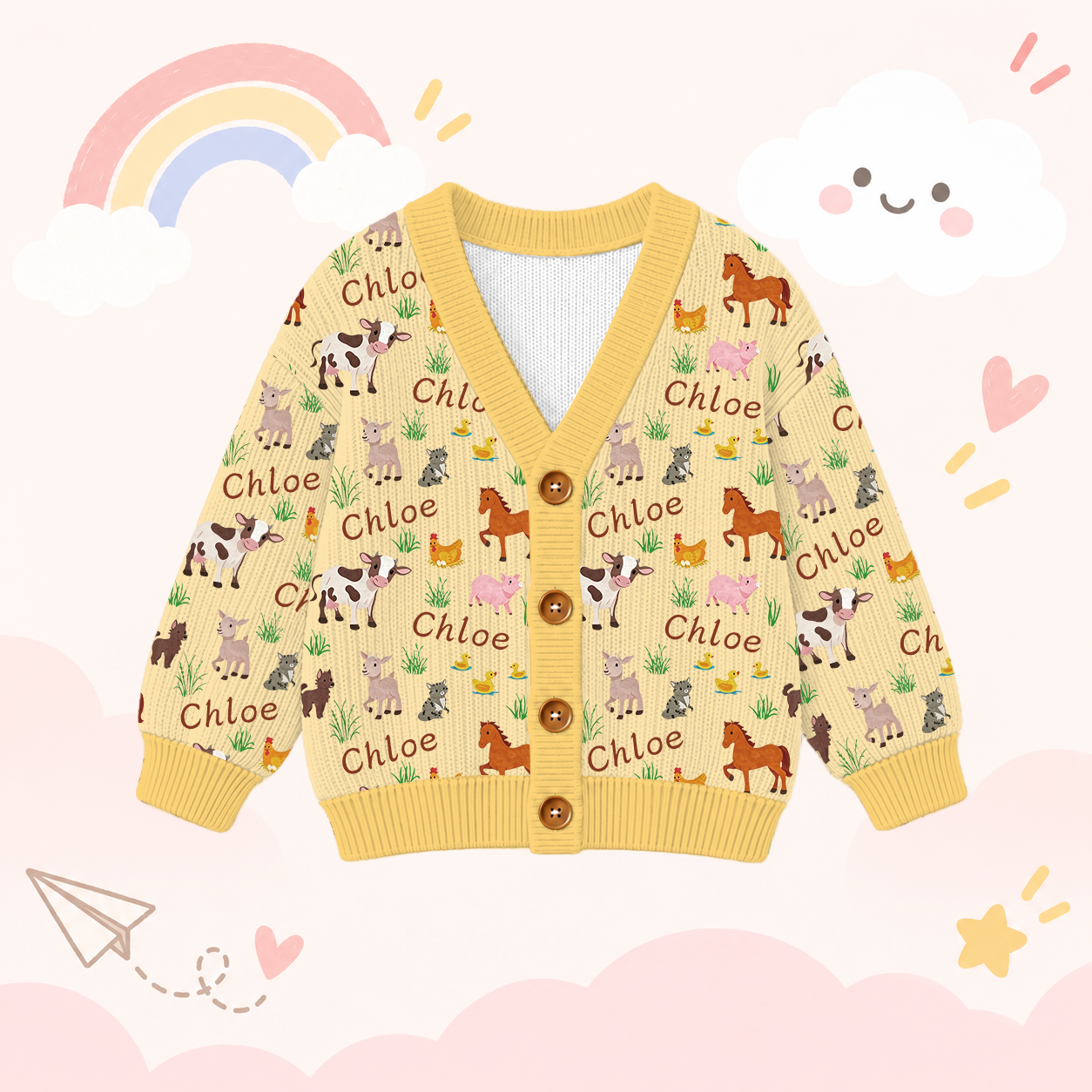 Personalized Lovely Kids Adorable Animals Knit Sweater | CWSweater18
