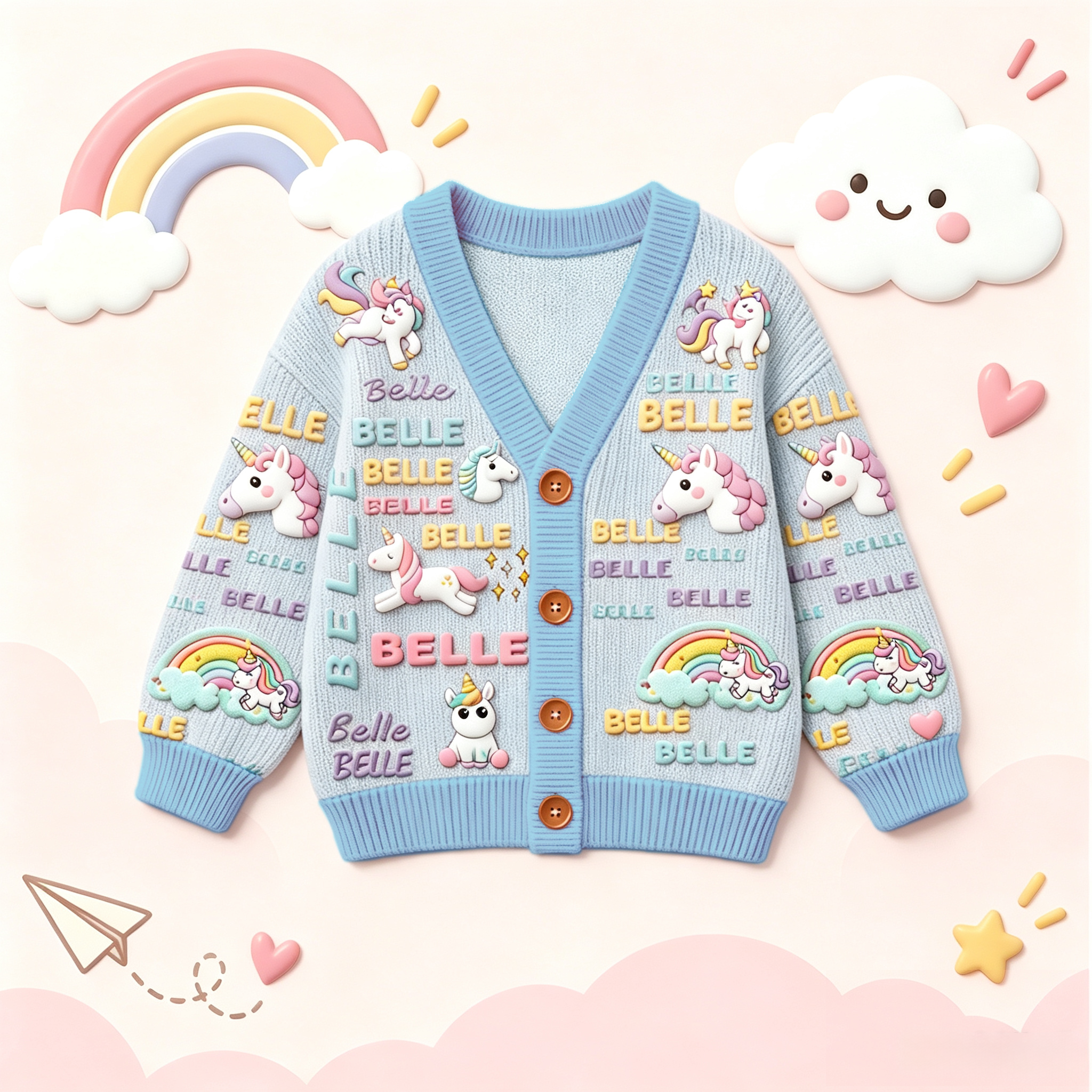 Personalized Lovely Kids Adorable Unicorn Knit Sweater | CWSweater30