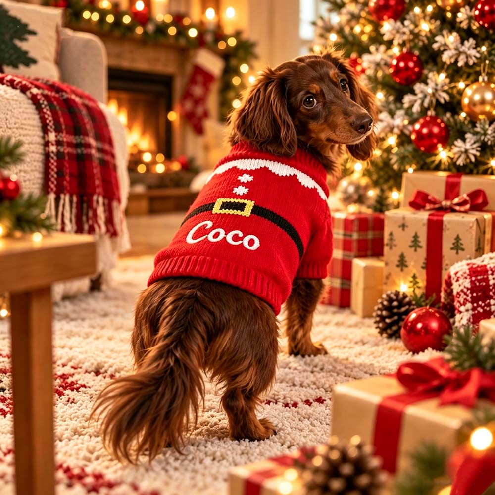 Personalized Embroidered Pets Christmas Knit Sweater | MCGift413