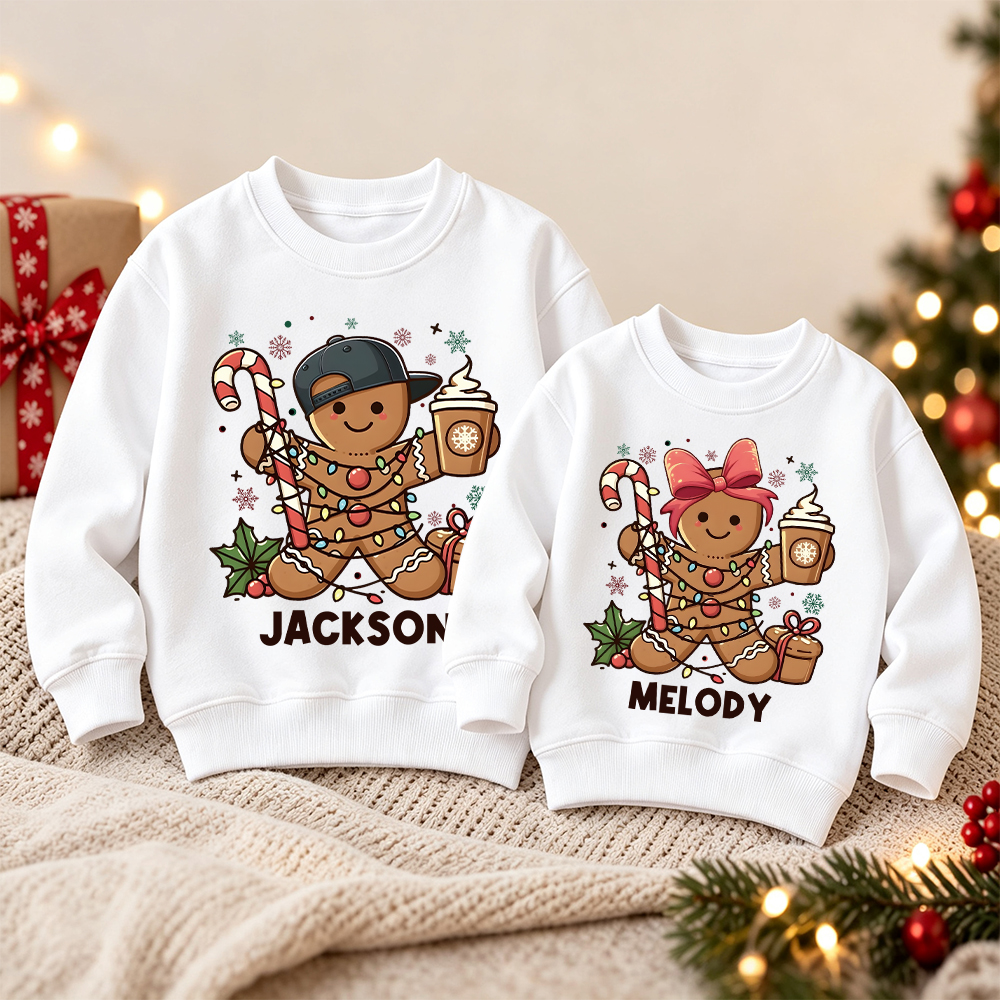 Personalized Christmas Kids Gingerbread Sweatshirt | MCGift419