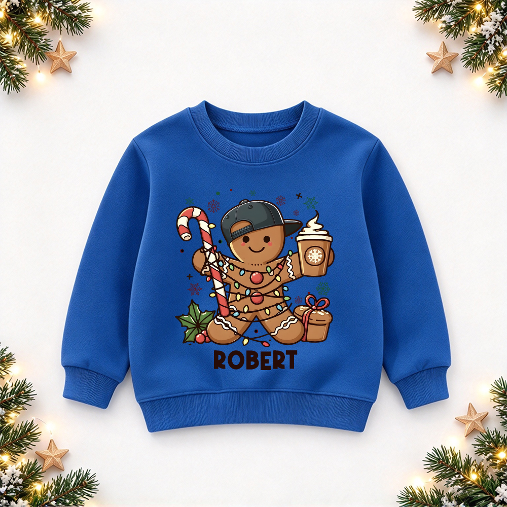 Personalized Christmas Kids Gingerbread Sweatshirt | MCGift419