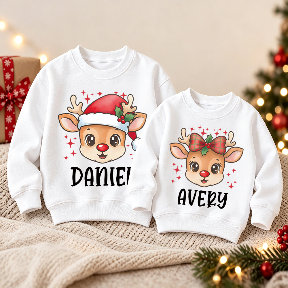 Personalized Christmas Kids Reindeer Sweatshirt | MCGift418