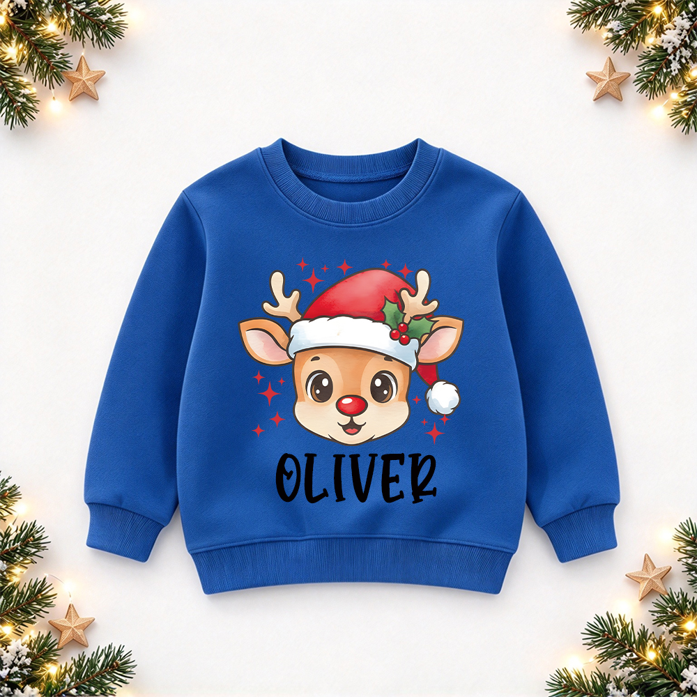 Personalized Christmas Kids Reindeer Sweatshirt | MCGift418