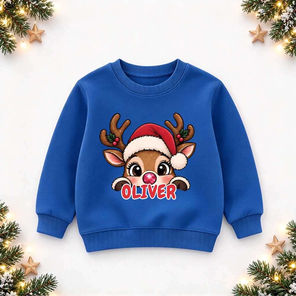 Personalized Christmas Kids Reindeer Sweatshirt | MCGift417