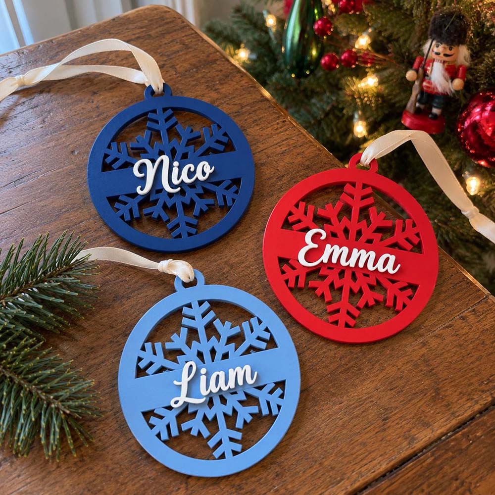 Personalized Christmas 3D Printed Snowflake Ornament | MCGift412