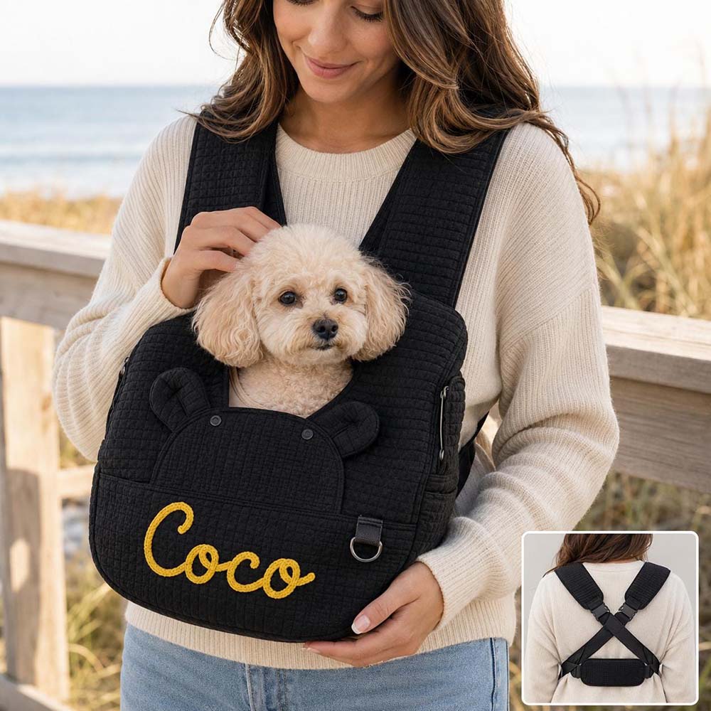Personalized Hand Embroidered Quilted Pet Carrier Bag | BKPet605