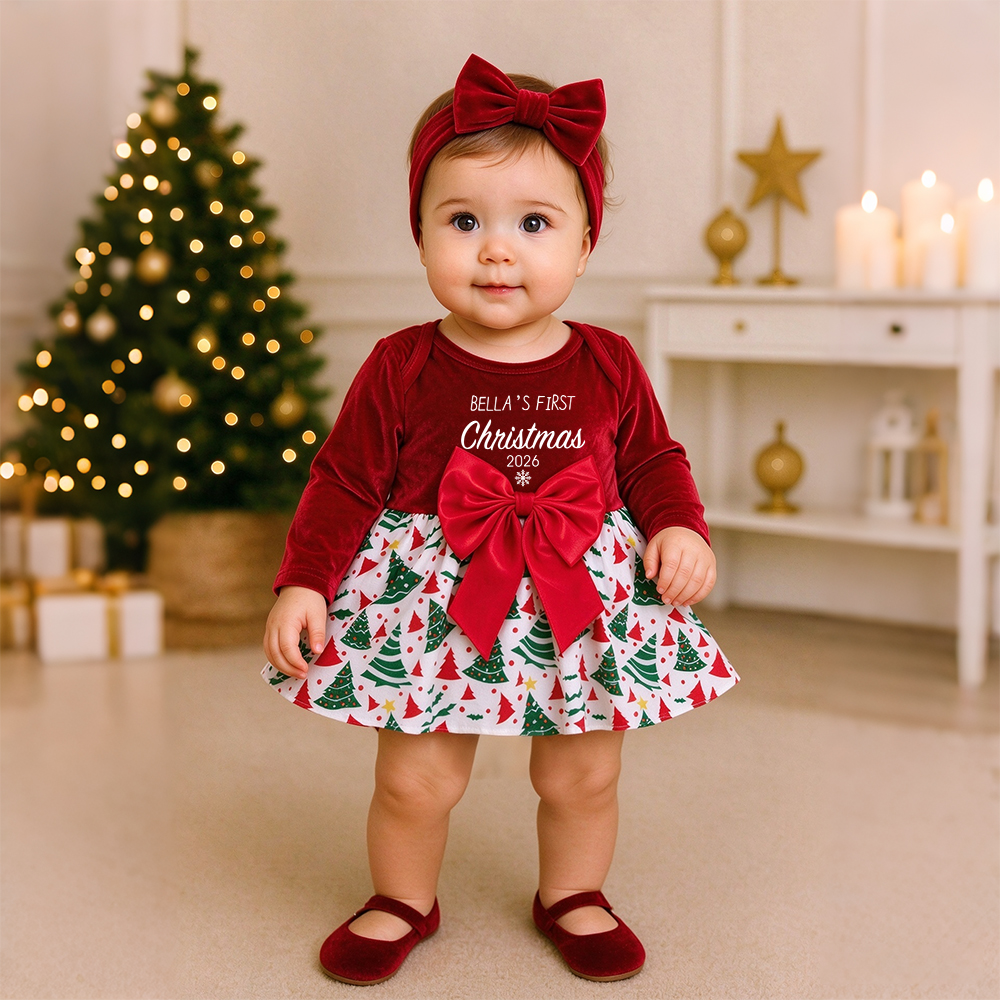 Personalized Baby Girl Christmas Dress Set | MCGift426