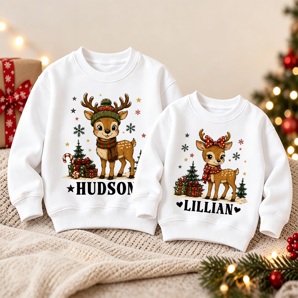 Personalized Christmas Kids Reindeer Sweatshirt | MCGift420