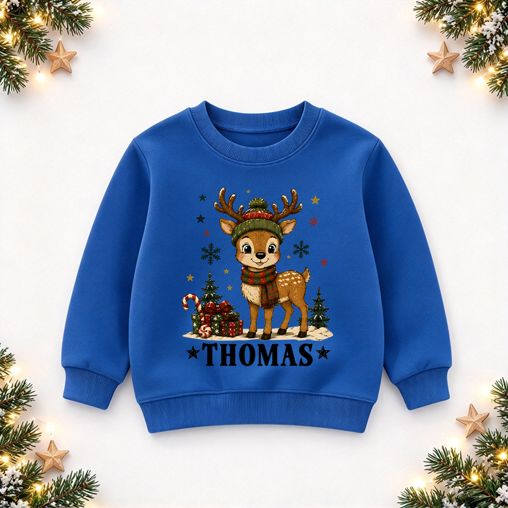 Personalized Christmas Kids Reindeer Sweatshirt | MCGift420