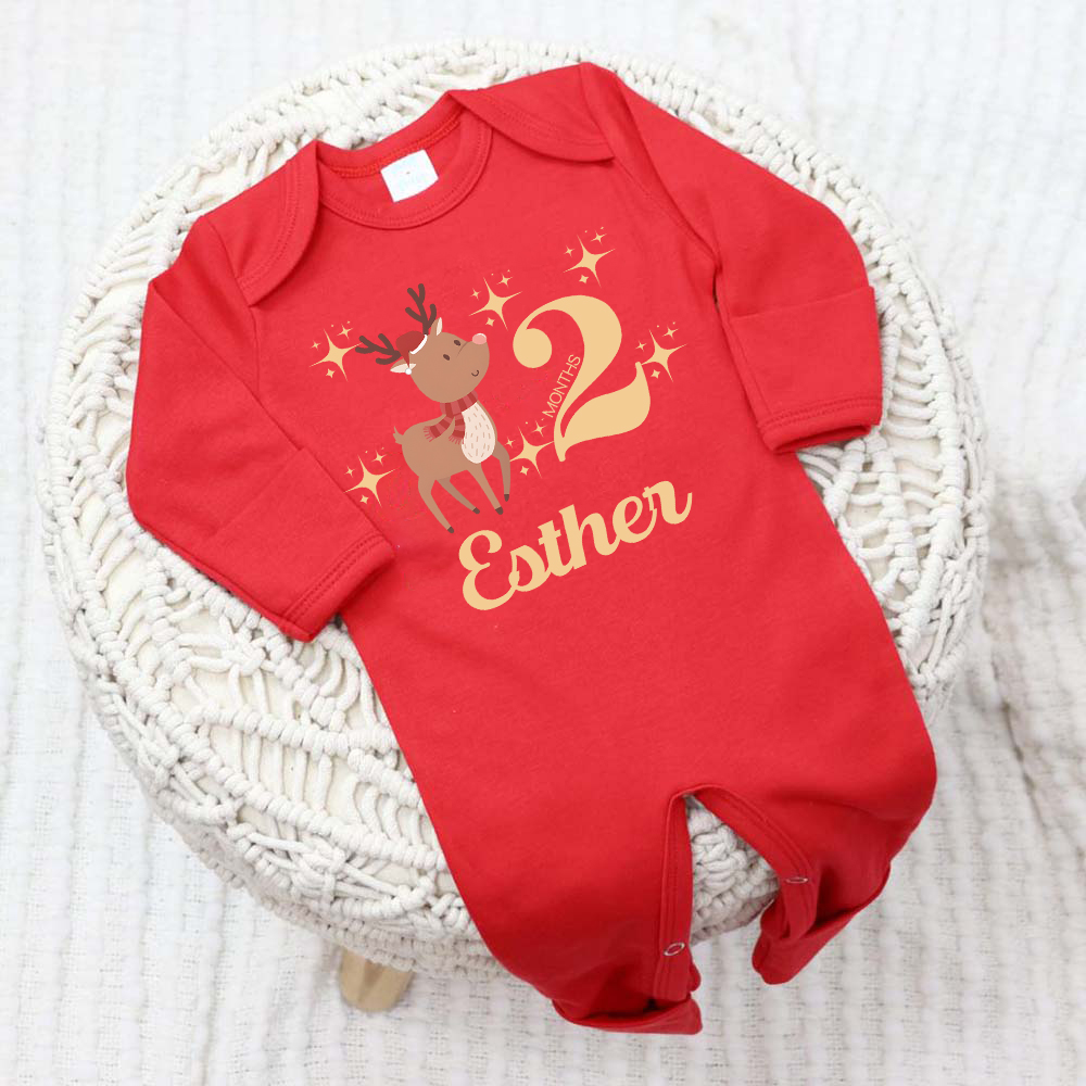 Personalized Baby Christmas Cute Design Romper & Hat Set | MCGift422