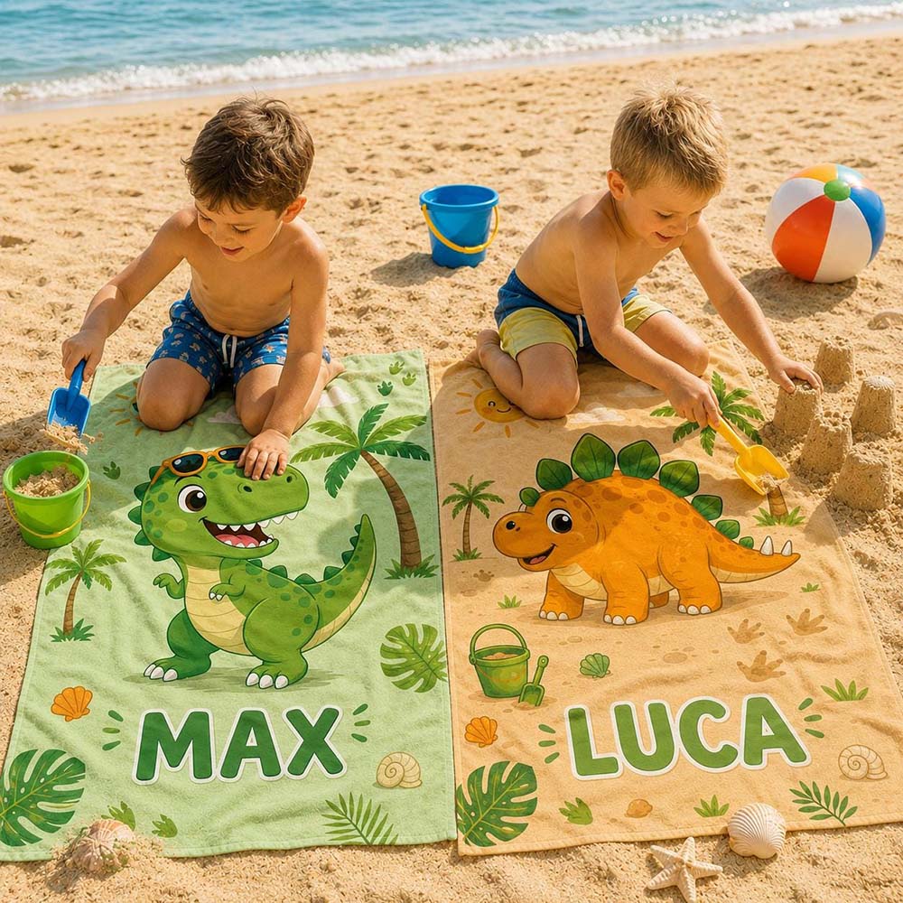 Personalized Kids Dinosaur Towel for Summer & Beach | CWTowel200