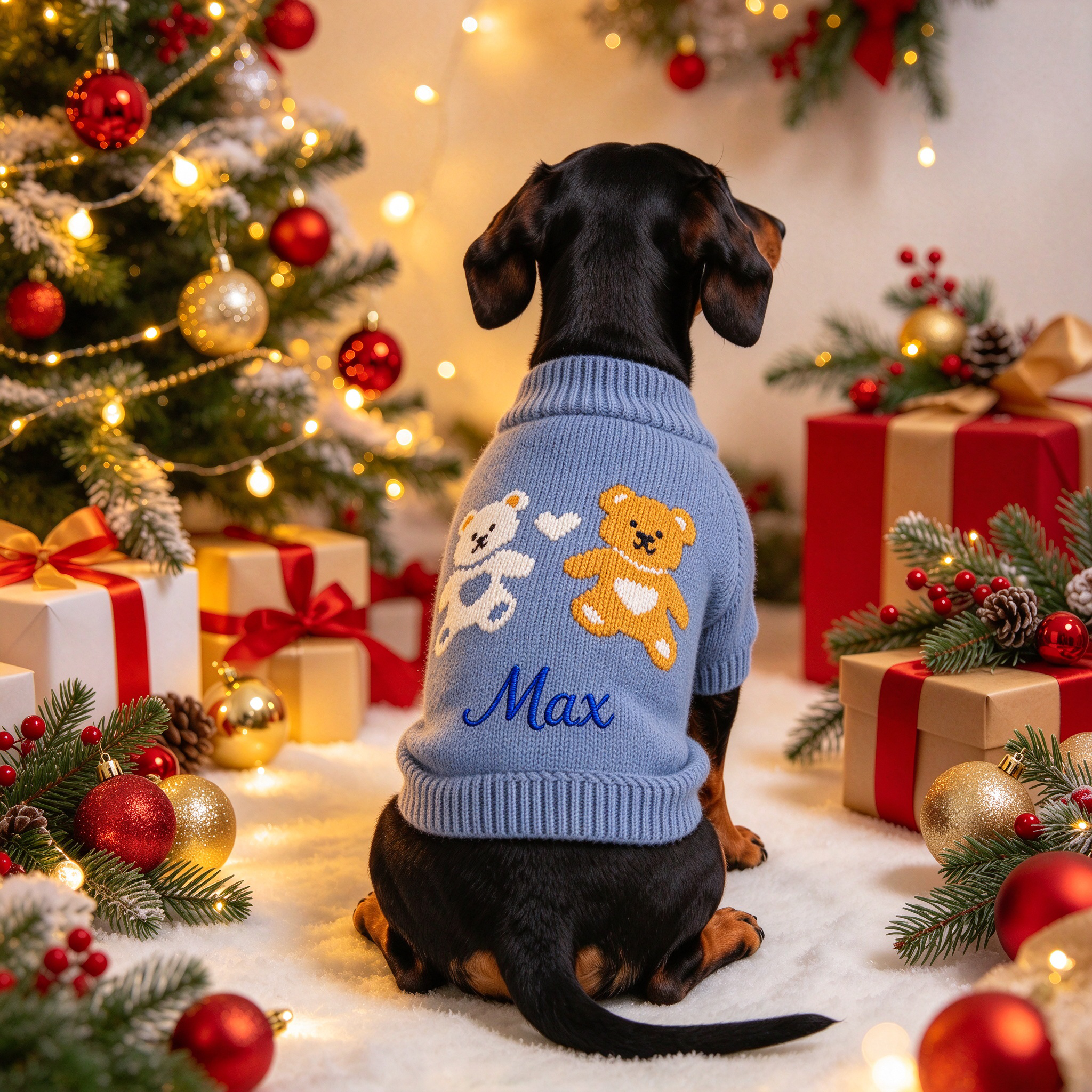 Personalized Embroidered Pets Christmas Knit Sweater | MCGift413