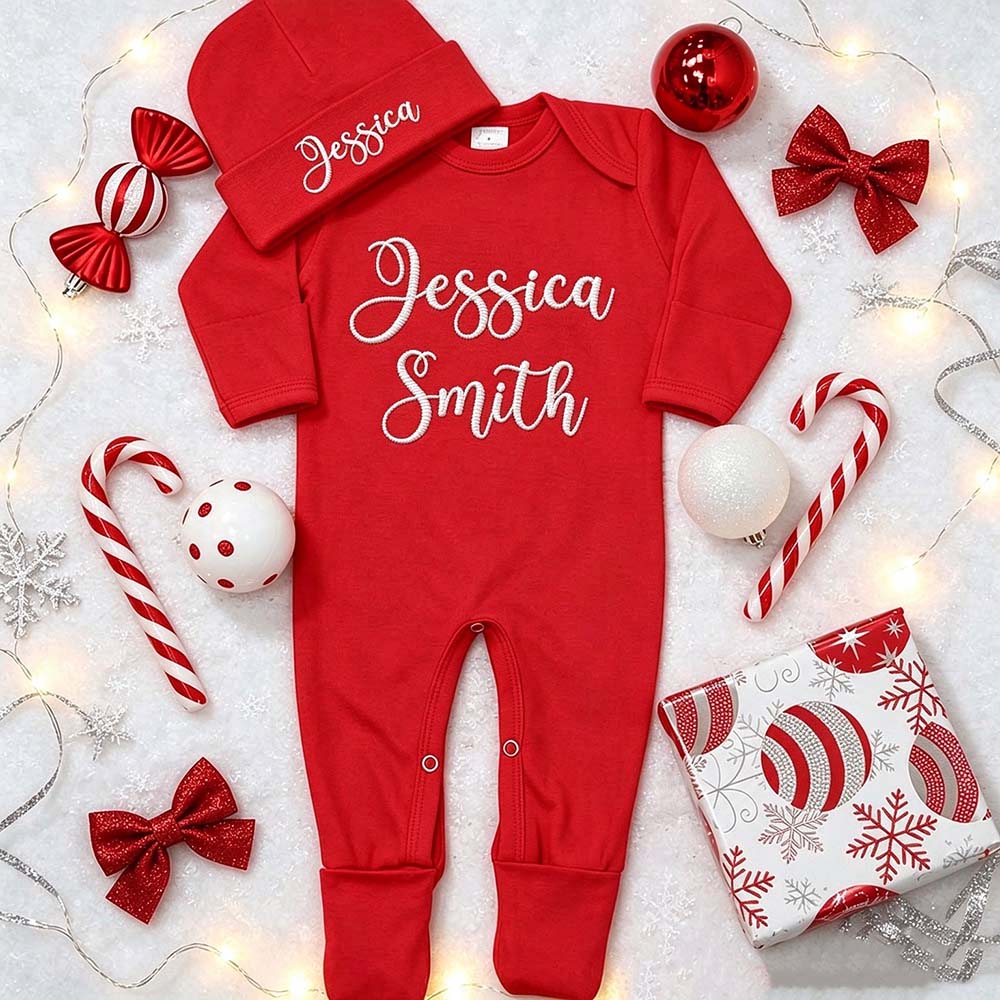 Personalized Embroidery Baby Coming Home Outfit Set With Hat | CWBaby562