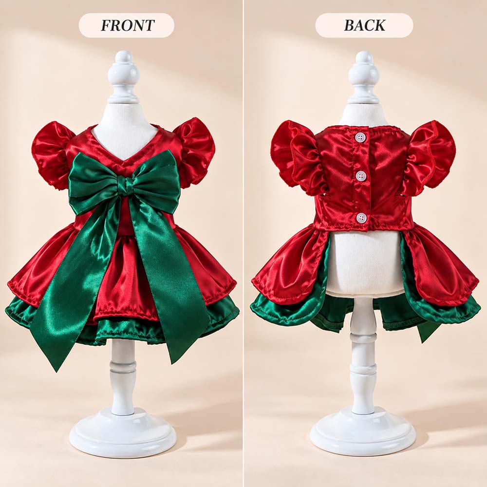 Personalized Embroidered Christmas Pet Dress with Bow | MCGift433