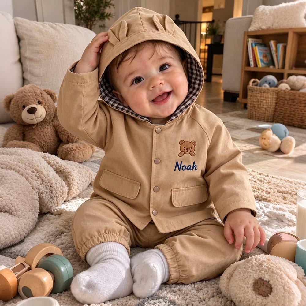 Personalized Embroidered Adorable Bear Ears Jacket for Kids | CWBaby552