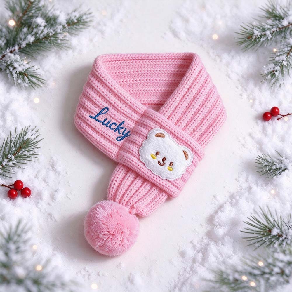 Personalized Embroidered Christmas Cute Knit Pet Scarf | MCGift436