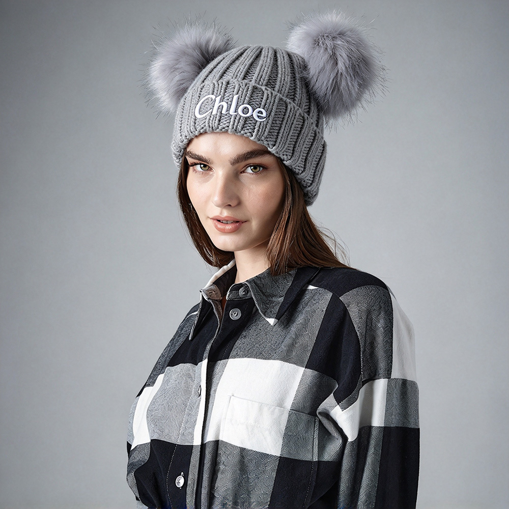 Personalized Embroidery Kid & Adult Pom Pom Hat for Comfort & Unique | HSKid07