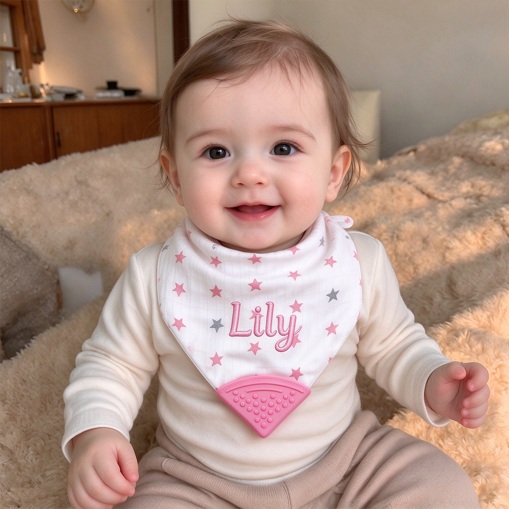 Personalized Embroidered Baby Muslin Cotton Bibs | CWBaby557