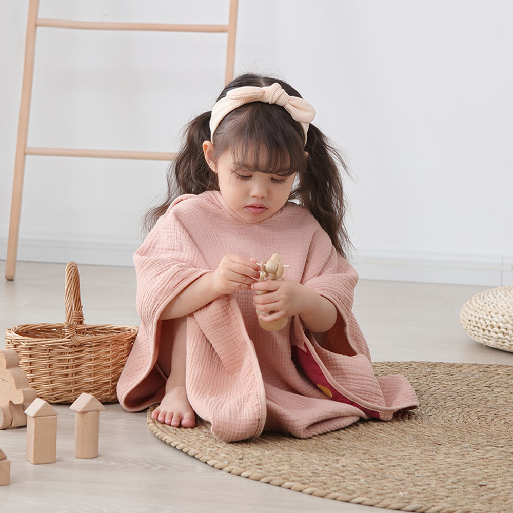 Personalized Embroidery Organic Cotton Muslin Hooded Beach Towel | Cwbeach119