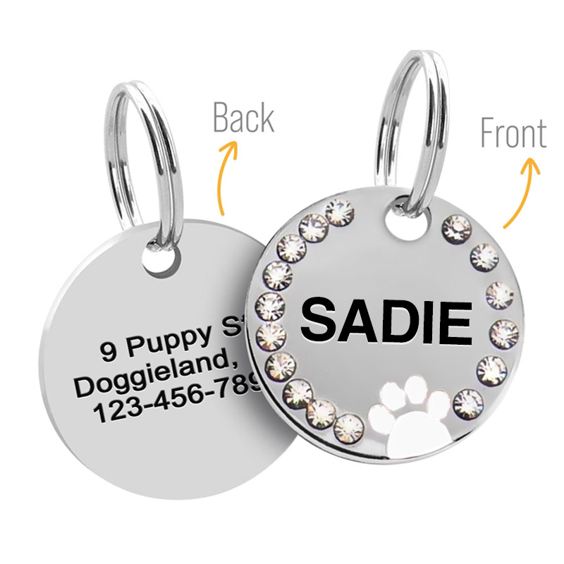 Personalized Sparkling Paw Double Sided Pet ID Tag | BKPet63