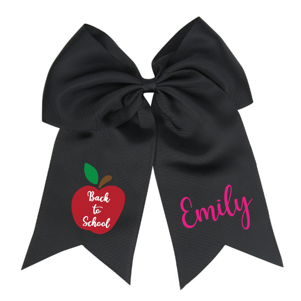 Personalized Girls Back To School Elastic Band Hair Bow | CWToy55