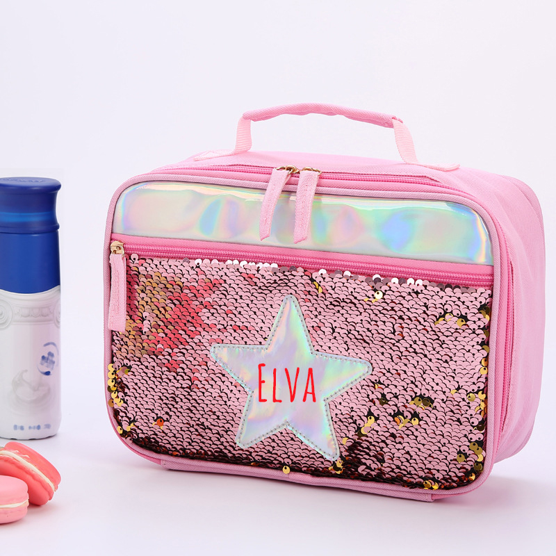 Personalized Name Sequin Kids Lunch Bag