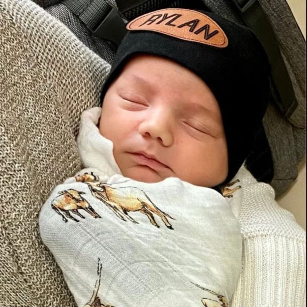 Personalized Newborn Baby Leather Patch Knot Hat | CWBaby76