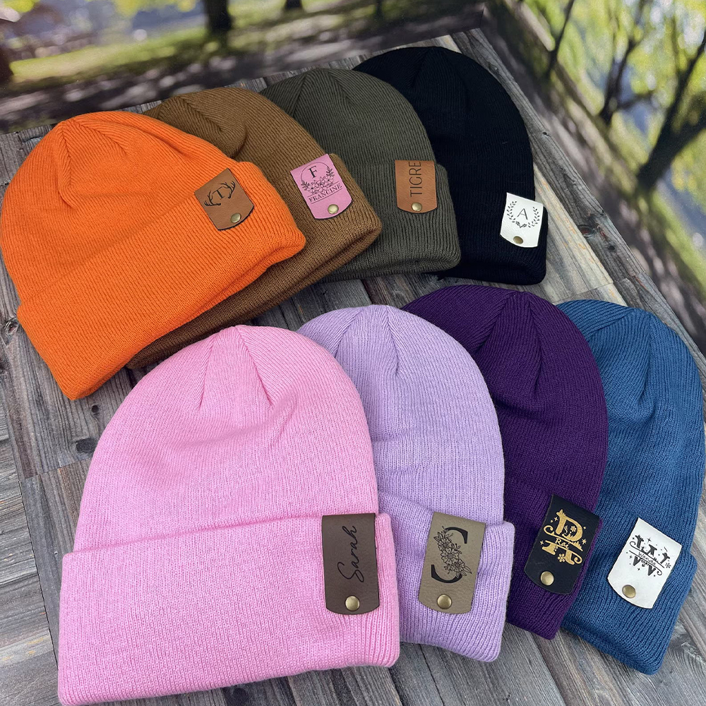 Personalized Leather Tag Infant Beanie for Comfort & Unique | HSKid31