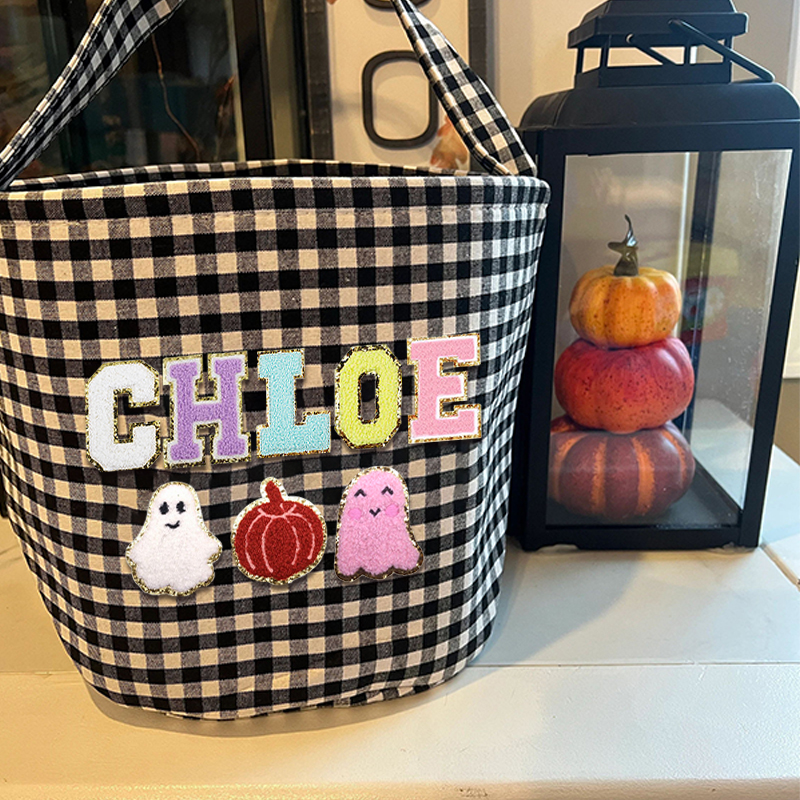 Personalized Chenille Letter Halloween Bucket | CWHalloween14