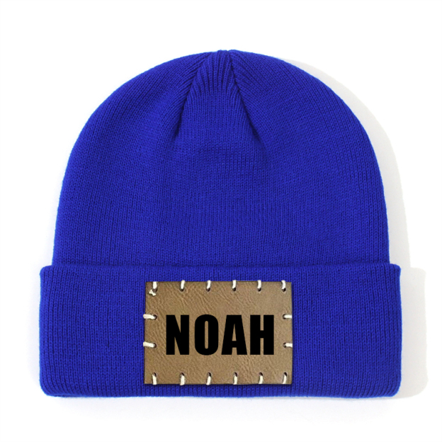 Personalized Leather Patch Beanie for Comfort & Unique | HSKid3301