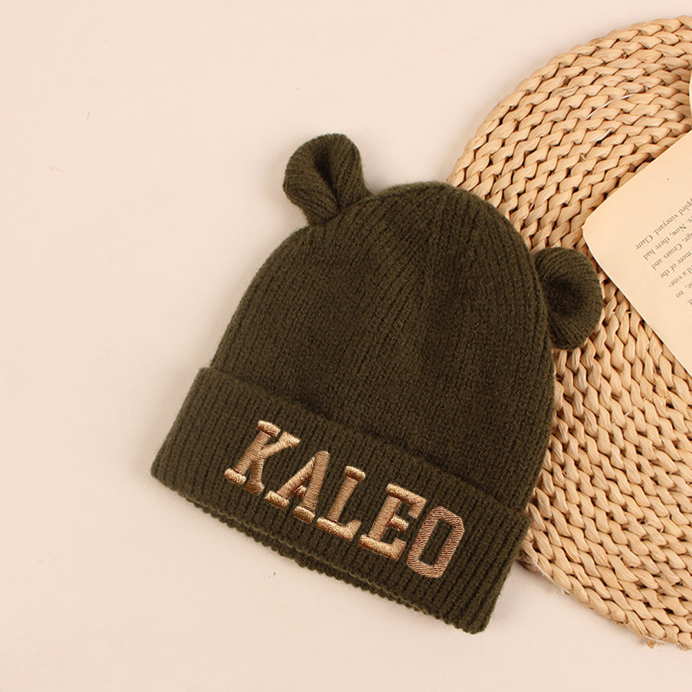 Personalized Cute Bear Beanie With Ears | HSKid41