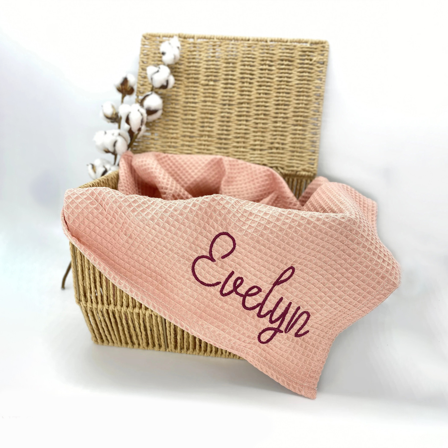 Personalized Embroidered Waffle Blanket for Comfort & Unique| CWBaby48