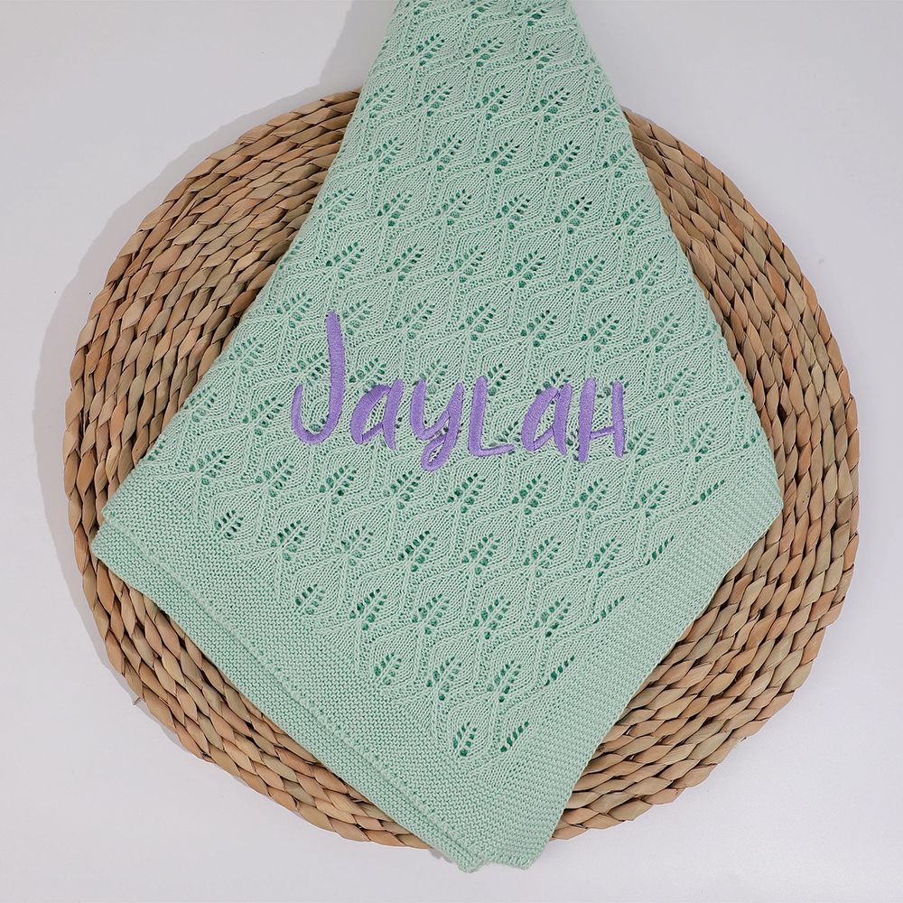 Personalized Embroidered Knit Baby Blanket for Unique Gift | CWBaby87