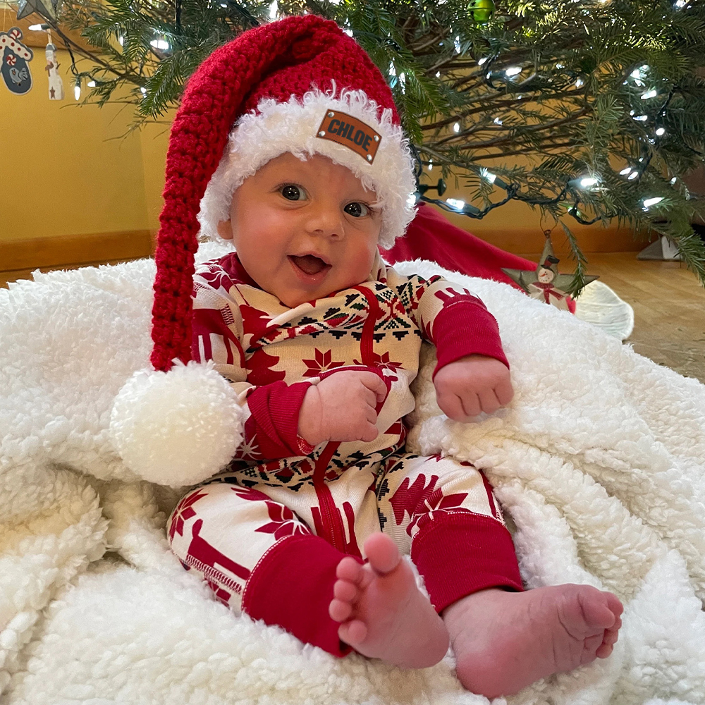 Personalized Leather Patch Christmas Santa Hat | MCGift65