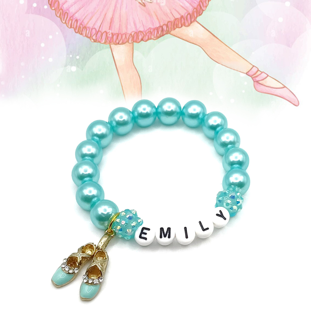 Personalized Kids Lovely Ballet Bead Bracelet With Name | CWBeach143